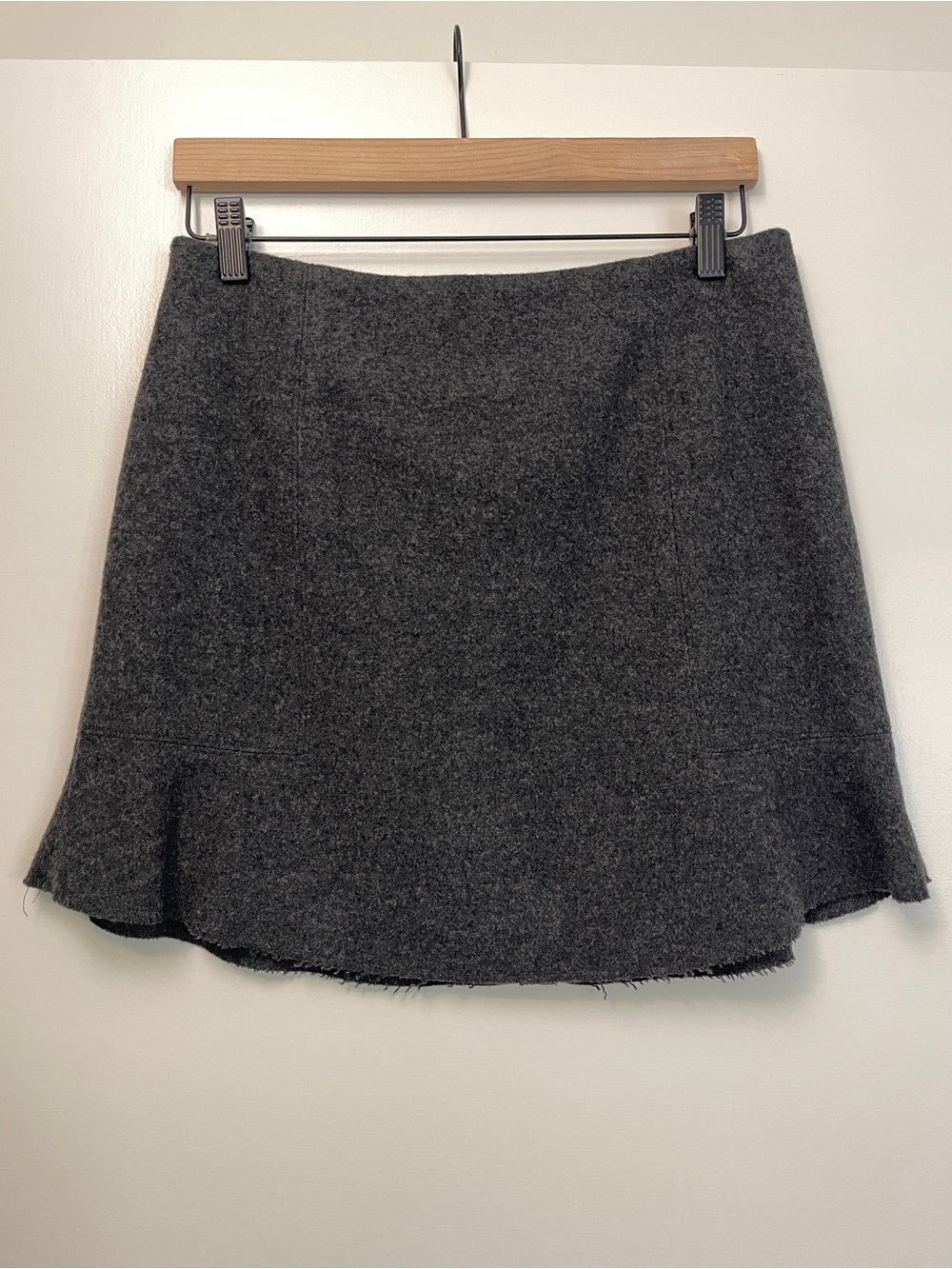 Madewell Gray Wool/Tweed Flounce Mini Skirt